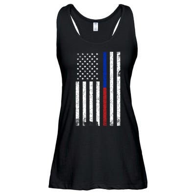 We The People Holsters  American Flag Thin Blue-Red Line Ladies Essential Flowy Tank