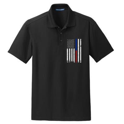 We The People Holsters  American Flag Thin Blue-Red Line Dry Zone Grid Polo