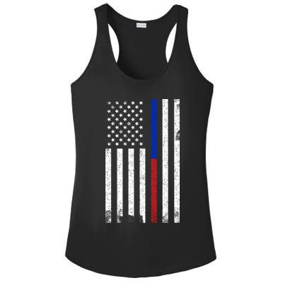 We The People Holsters  American Flag Thin Blue-Red Line Ladies PosiCharge Competitor Racerback Tank