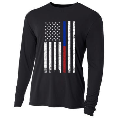 We The People Holsters  American Flag Thin Blue-Red Line Cooling Performance Long Sleeve Crew