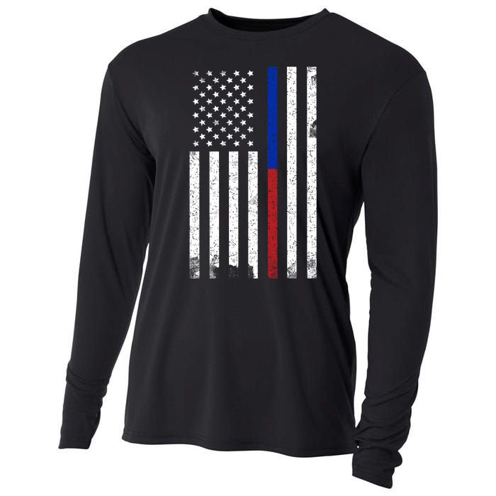 We The People Holsters  American Flag Thin Blue-Red Line Cooling Performance Long Sleeve Crew