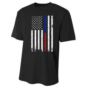 We The People Holsters  American Flag Thin Blue-Red Line Performance Sprint T-Shirt