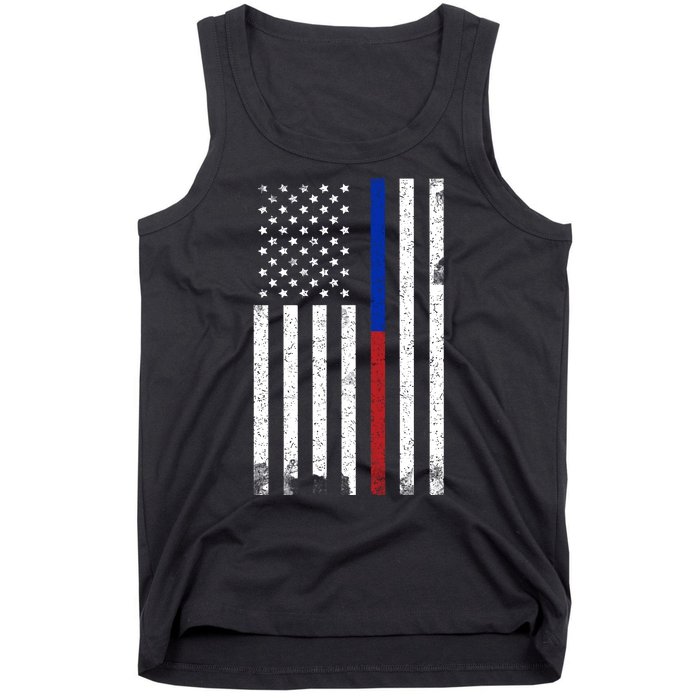 We The People Holsters  American Flag Thin Blue-Red Line Tank Top