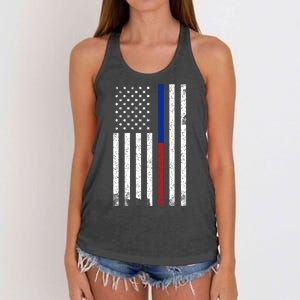 We The People Holsters  American Flag Thin Blue-Red Line Women's Knotted Racerback Tank