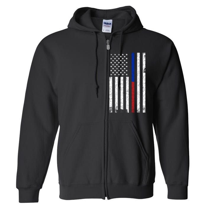 We The People Holsters  American Flag Thin Blue-Red Line Full Zip Hoodie