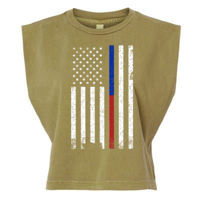 We The People Holsters  American Flag Thin Blue-Red Line Garment-Dyed Women's Muscle Tee