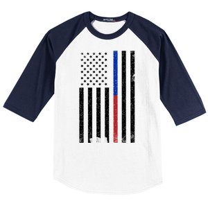 We The People Holsters  American Flag Thin Blue-Red Line Baseball Sleeve Shirt