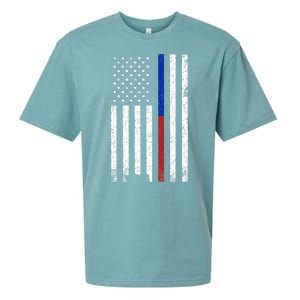 We The People Holsters  American Flag Thin Blue-Red Line Sueded Cloud Jersey T-Shirt