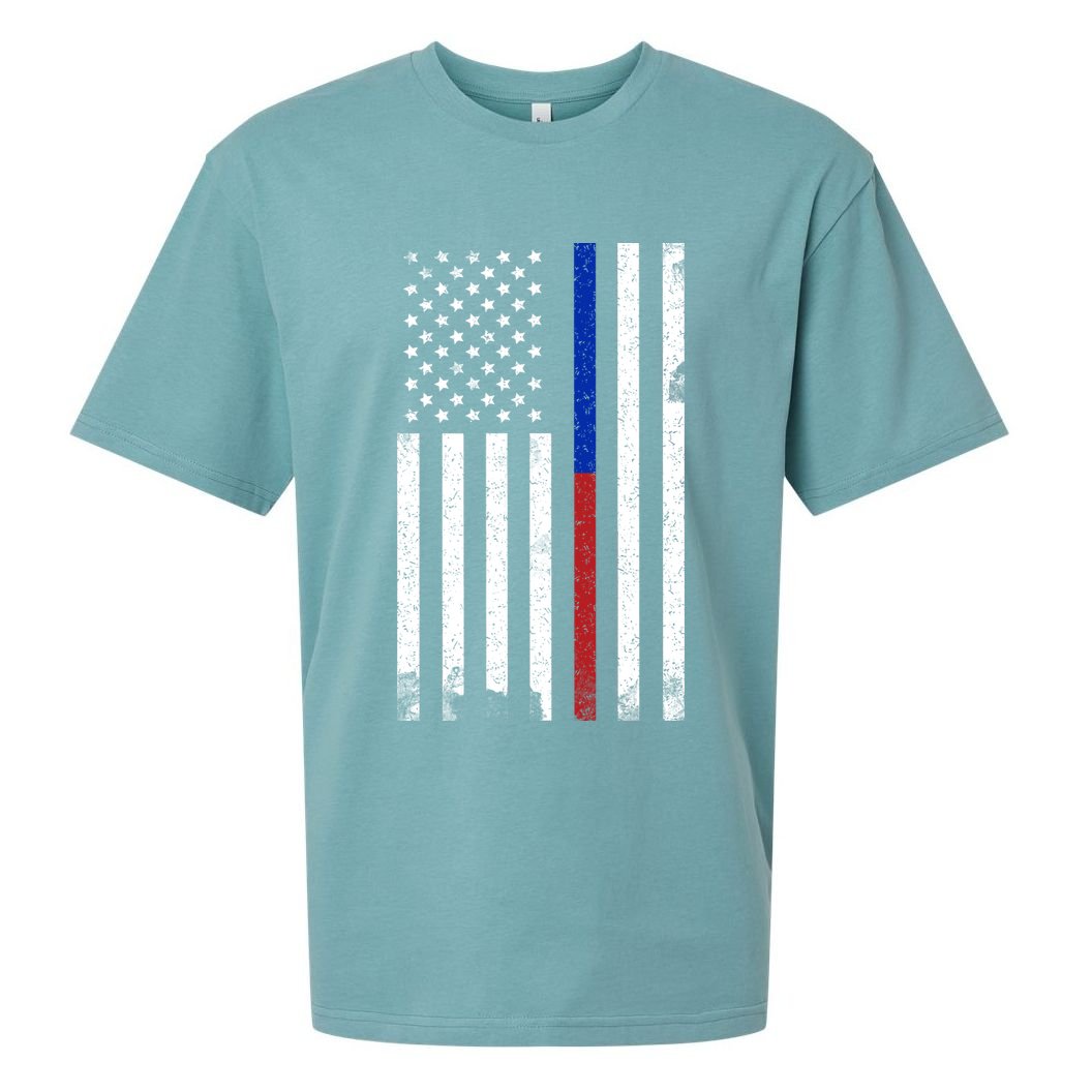 We The People Holsters  American Flag Thin Blue-Red Line Sueded Cloud Jersey T-Shirt