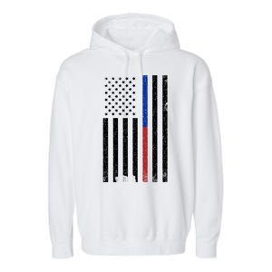 We The People Holsters  American Flag Thin Blue-Red Line Garment-Dyed Fleece Hoodie