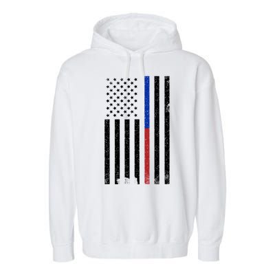 We The People Holsters  American Flag Thin Blue-Red Line Garment-Dyed Fleece Hoodie