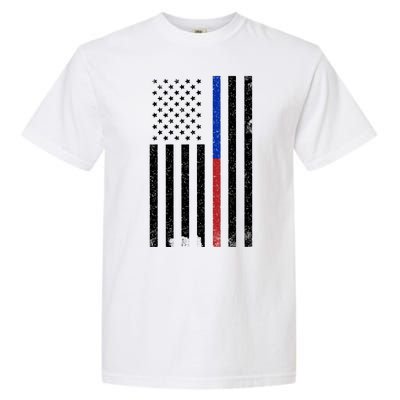 We The People Holsters  American Flag Thin Blue-Red Line Garment-Dyed Heavyweight T-Shirt