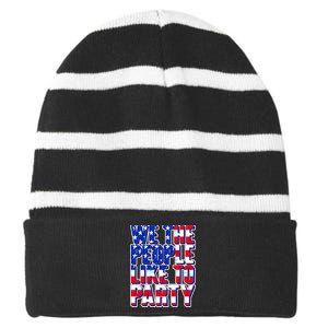 We The People Like To Party Striped Beanie with Solid Band