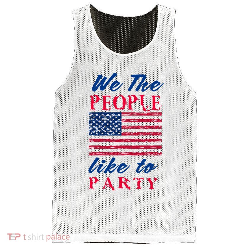 We The People Like To Party In The USA Mesh Reversible Basketball Jersey Tank