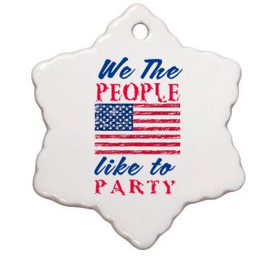 We The People Like To Party In The USA Ceramic Star Ornament