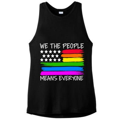 We The People Means Everyone Rainbow LGBT Flag Ladies PosiCharge Tri-Blend Wicking Tank