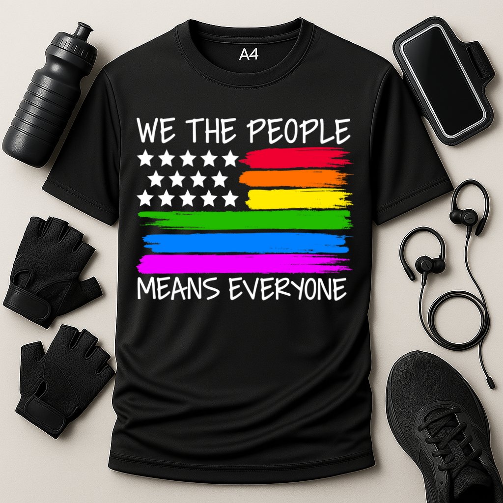 We The People Means Everyone Rainbow LGBT Flag Cooling Performance Crew T-Shirt