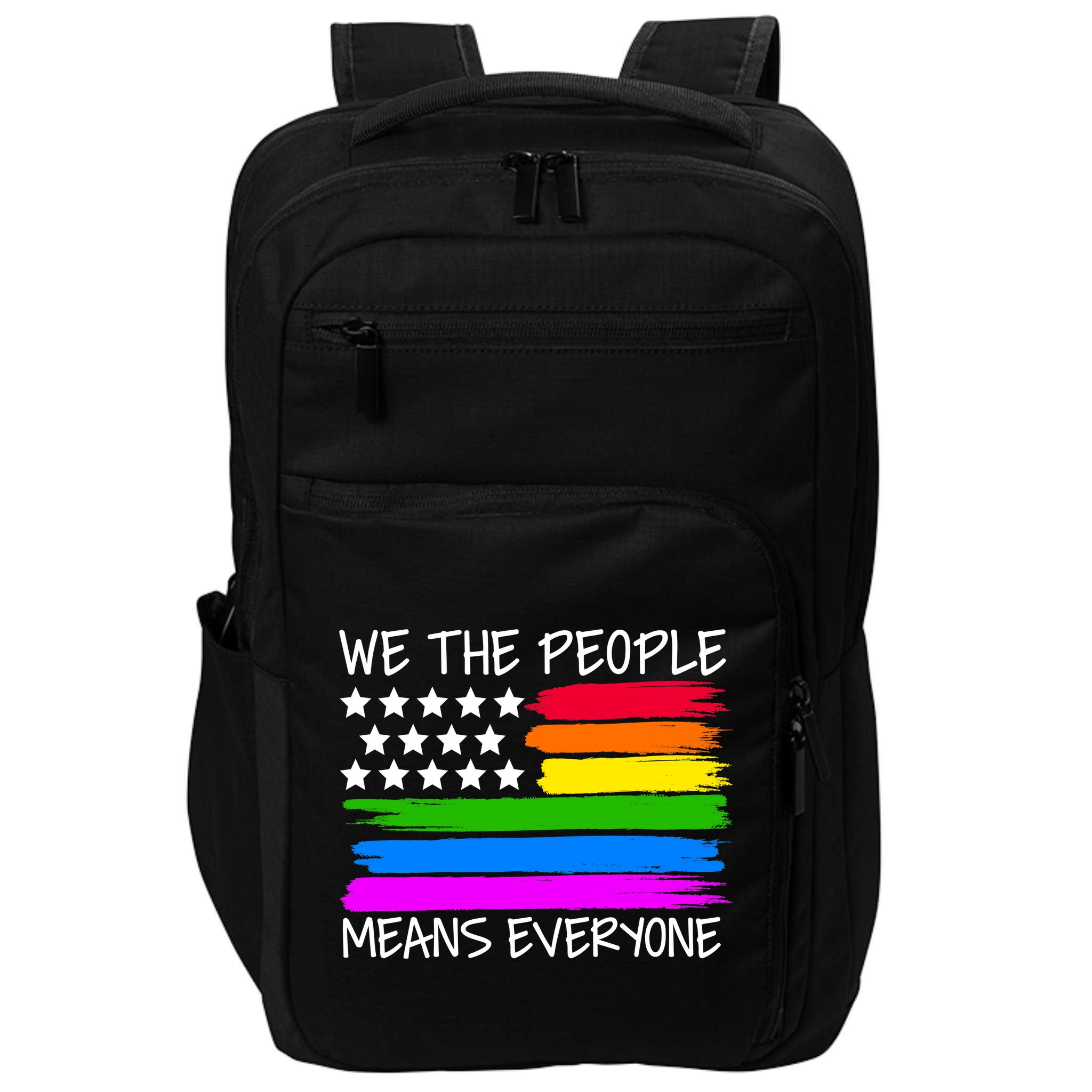 We The People Means Everyone Rainbow LGBT Flag Impact Tech Backpack