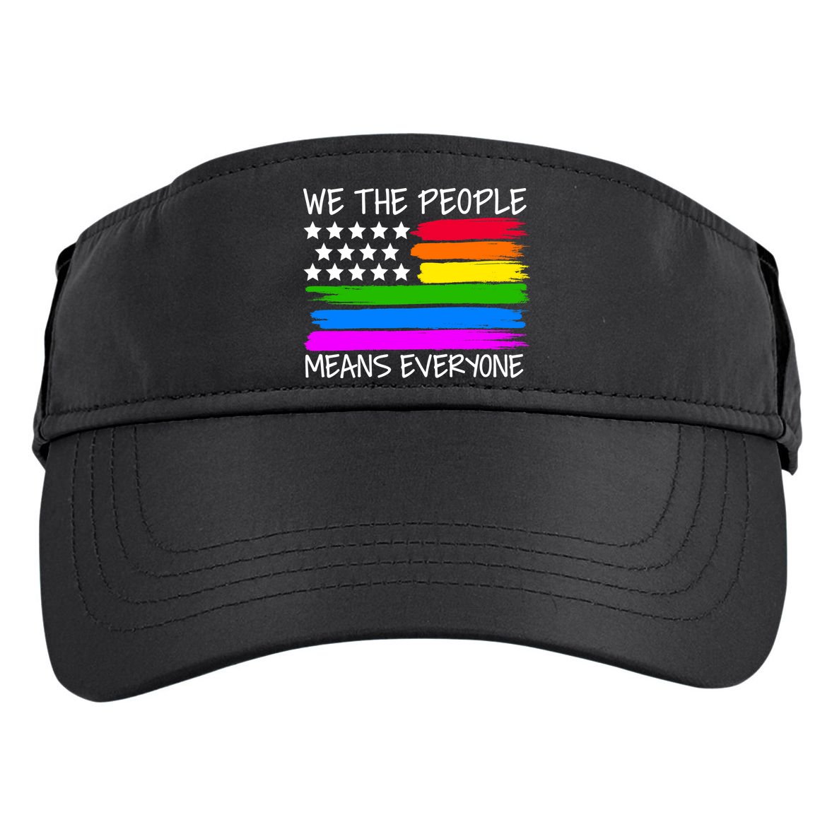 We The People Means Everyone Rainbow LGBT Flag Adult Drive Performance Visor
