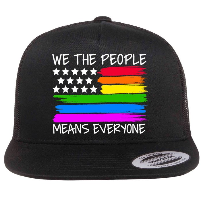 We The People Means Everyone Rainbow LGBT Flag Flat Bill Trucker Hat