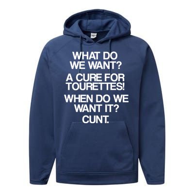 We Want A Cure For Tourettes Performance Fleece Hoodie