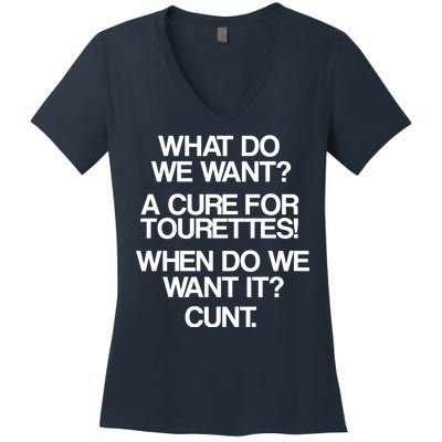 We Want A Cure For Tourettes Women's V-Neck T-Shirt