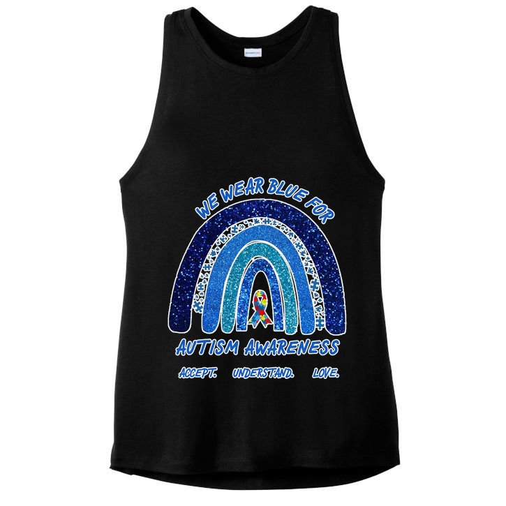 We War Blue For Autism Awareness Accept Understand Love Ladies PosiCharge Tri-Blend Wicking Tank