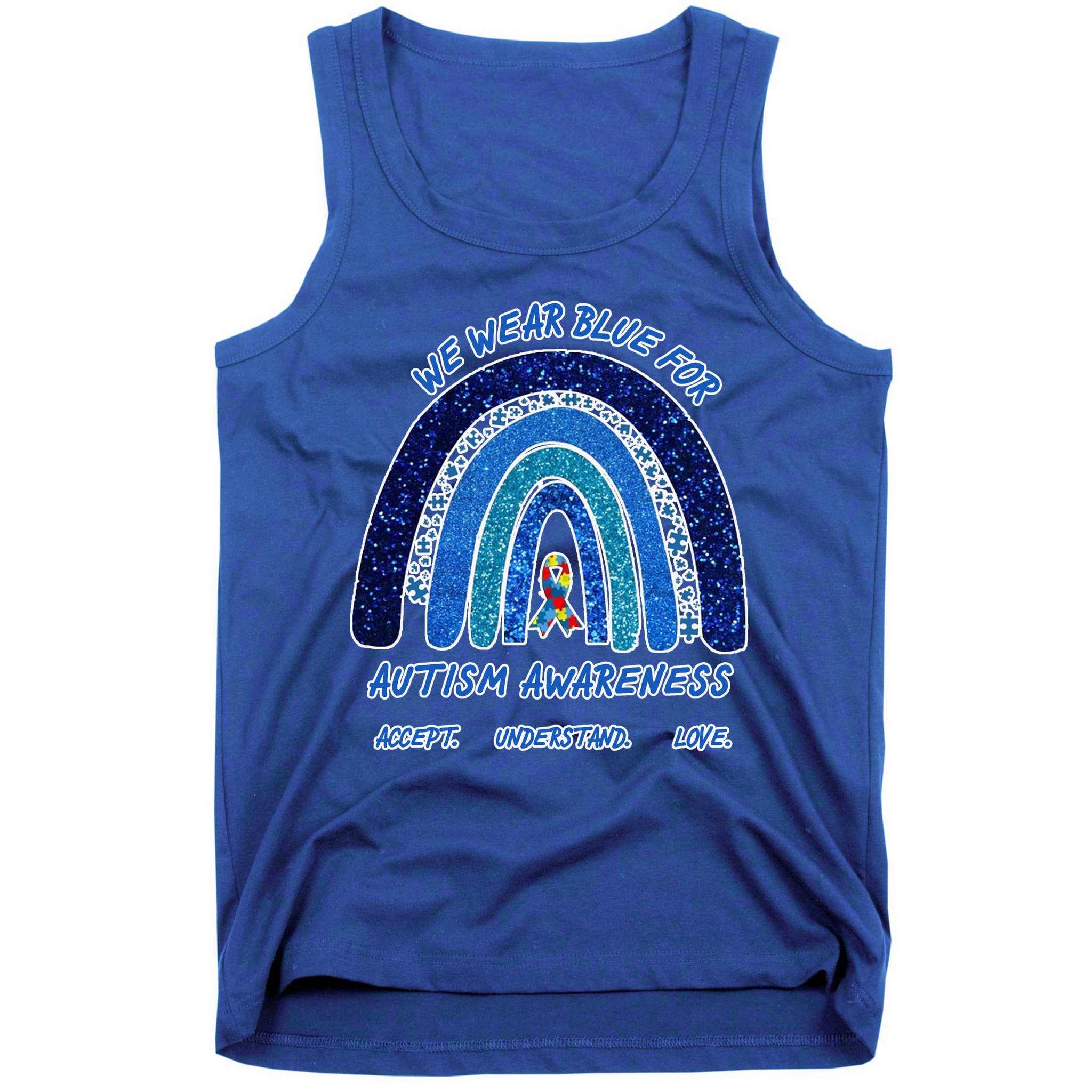 We War Blue For Autism Awareness Accept Understand Love Tank Top