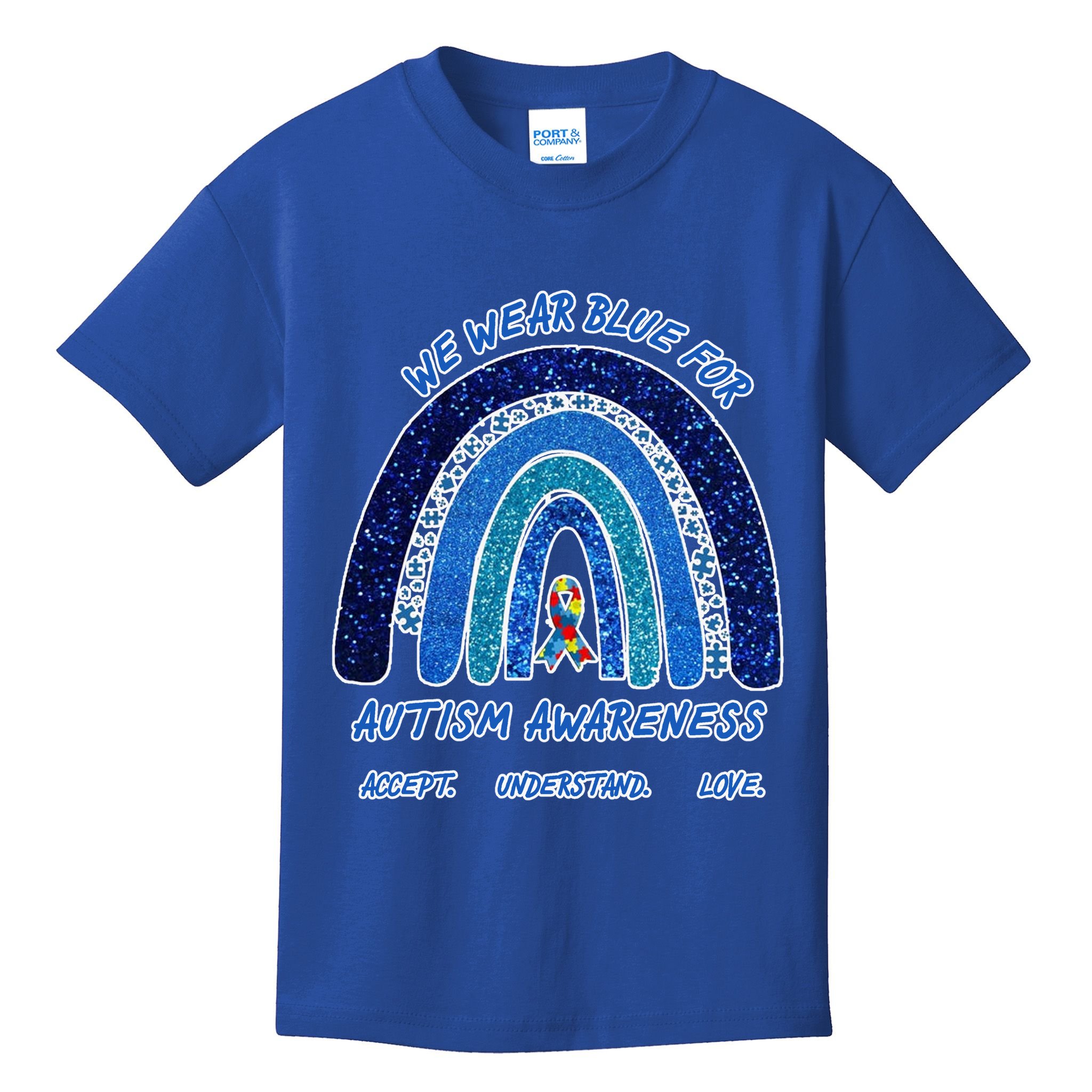 We War Blue For Autism Awareness Accept Understand Love Kids T-Shirt