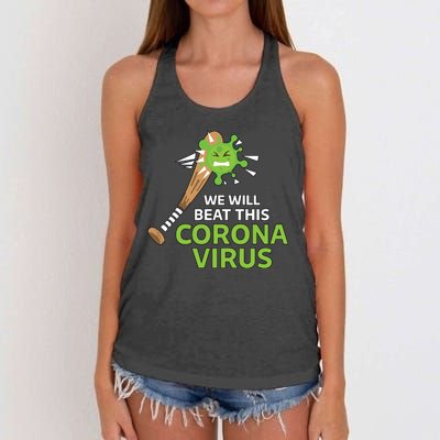 We Will Beat This Corona Virus Literal Women's Knotted Racerback Tank