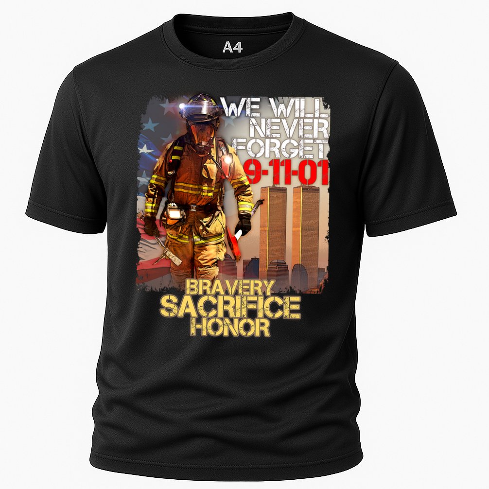 We Will Never Forget Bravery Sacrifice Honor 9-11-01 Cooling Performance Crew T-Shirt