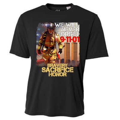 We Will Never Forget Bravery Sacrifice Honor 9-11-01 Cooling Performance Crew T-Shirt