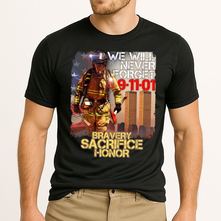 We Will Never Forget Bravery Sacrifice Honor 9-11-01 Cooling Performance Crew T-Shirt