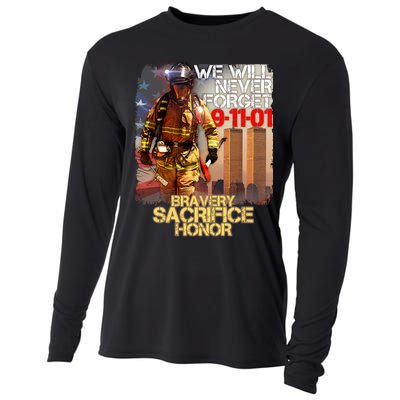 We Will Never Forget Bravery Sacrifice Honor 9-11-01 Cooling Performance Long Sleeve Crew