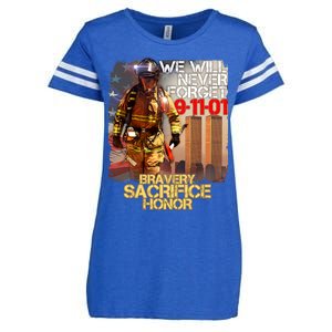 We Will Never Forget Bravery Sacrifice Honor 9-11-01 Enza Ladies Jersey Football T-Shirt