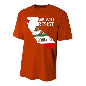 We Will Resist. California Flag Resistance Anti Trump Performance Sprint T-Shirt