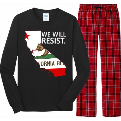 We Will Resist. California Flag Resistance Anti Trump Long Sleeve Pajama Set