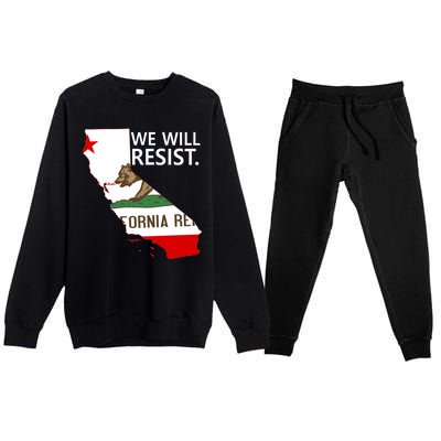 We Will Resist. California Flag Resistance Anti Trump Premium Crewneck Sweatsuit Set