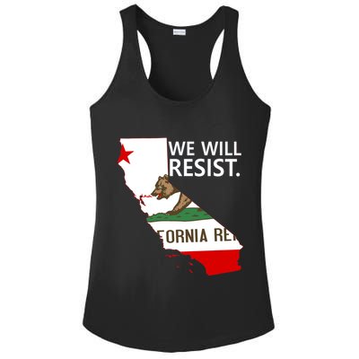 We Will Resist. California Flag Resistance Anti Trump Ladies PosiCharge Competitor Racerback Tank