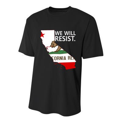 We Will Resist. California Flag Resistance Anti Trump Youth Performance Sprint T-Shirt