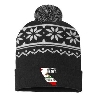 We Will Resist. California Flag Resistance Anti Trump USA-Made Snowflake Beanie