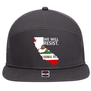 We Will Resist. California Flag Resistance Anti Trump 7 Panel Mesh Trucker Snapback Hat