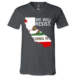 We Will Resist. California Flag Resistance Anti Trump V-Neck T-Shirt