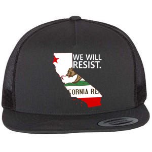 We Will Resist. California Flag Resistance Anti Trump Flat Bill Trucker Hat