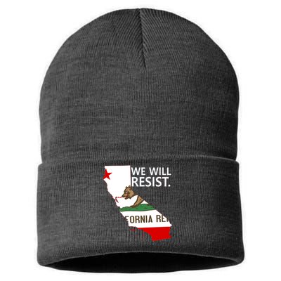 We Will Resist. California Flag Resistance Anti Trump Sustainable Knit Beanie