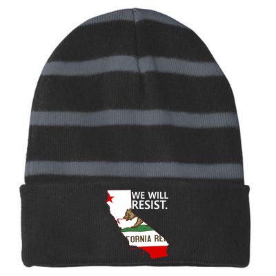 We Will Resist. California Flag Resistance Anti Trump Striped Beanie with Solid Band