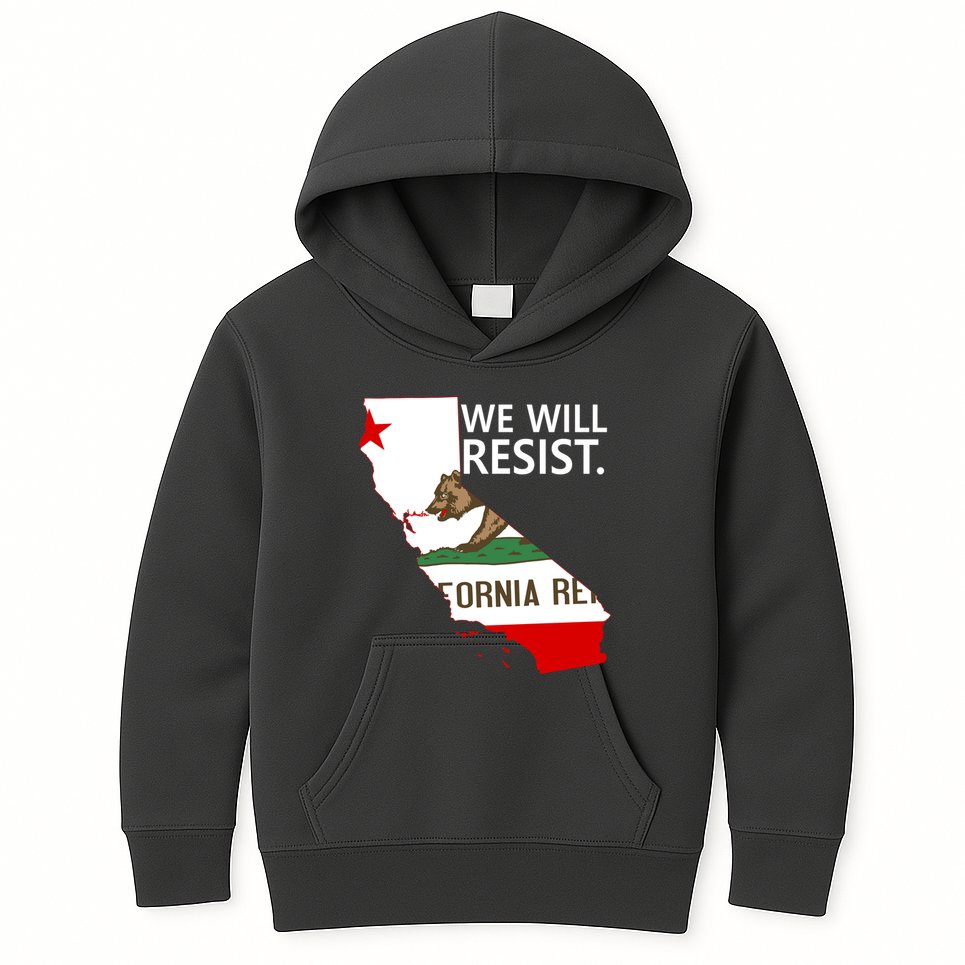 We Will Resist. California Flag Resistance Anti Trump Kids Hoodie