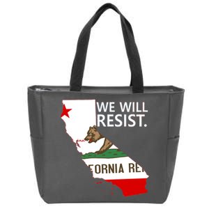 We Will Resist. California Flag Resistance Anti Trump Zip Tote Bag