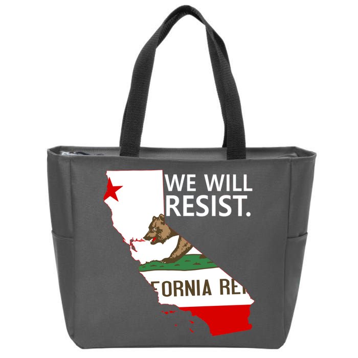 We Will Resist. California Flag Resistance Anti Trump Zip Tote Bag