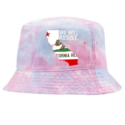 We Will Resist. California Flag Resistance Anti Trump Tie-Dyed Bucket Hat